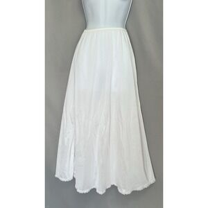 Vintage Mel‎ Lin Women's Small 100% Nylon Skirt White Slip Maxi Length Lace Trim